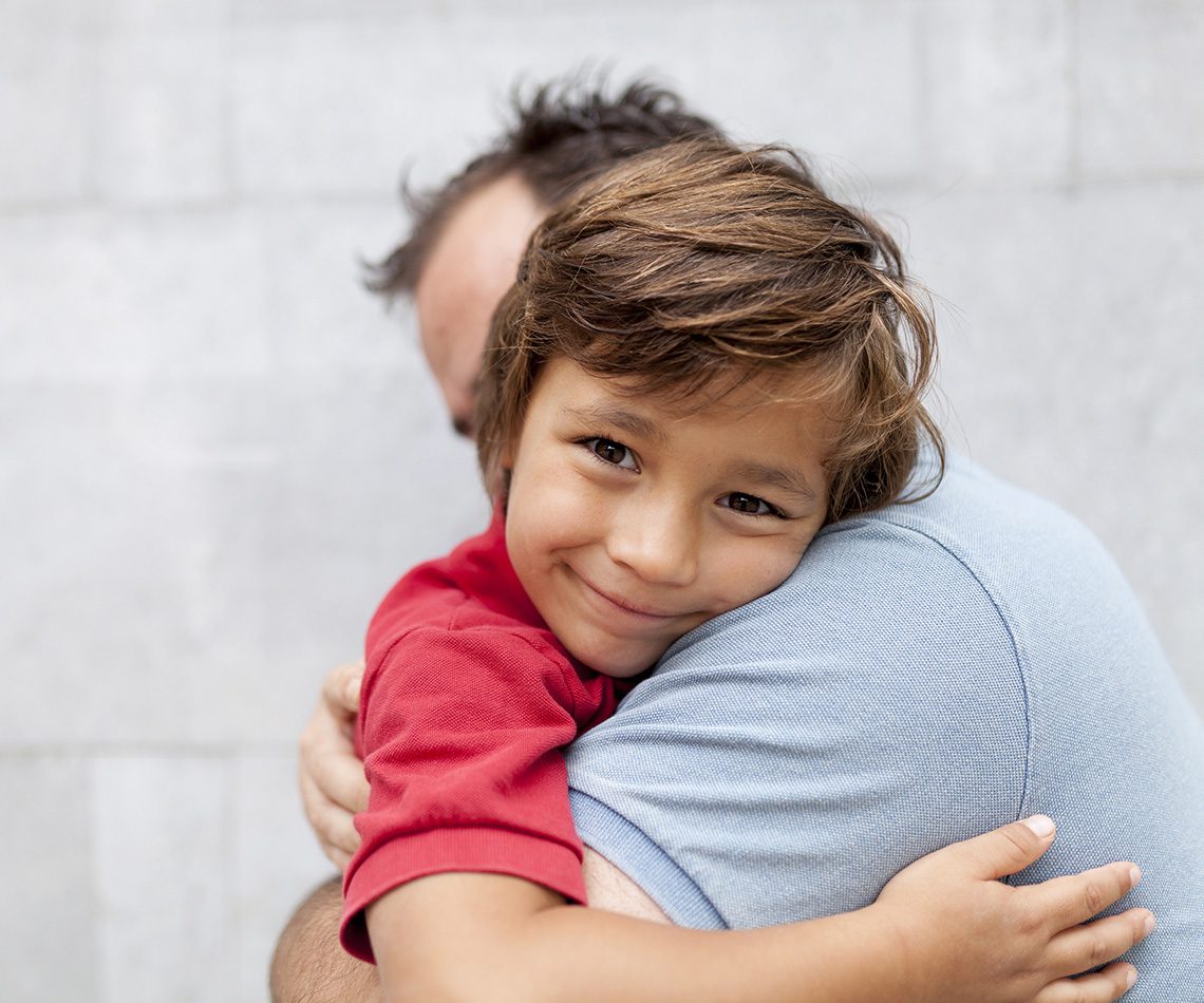 Hugging a child